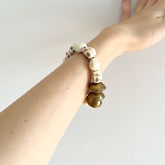 Skull + Tuareg Brass Beaded Bracelet ~ One of a Kind Jewellery from South Africa - Picture 5 of 8